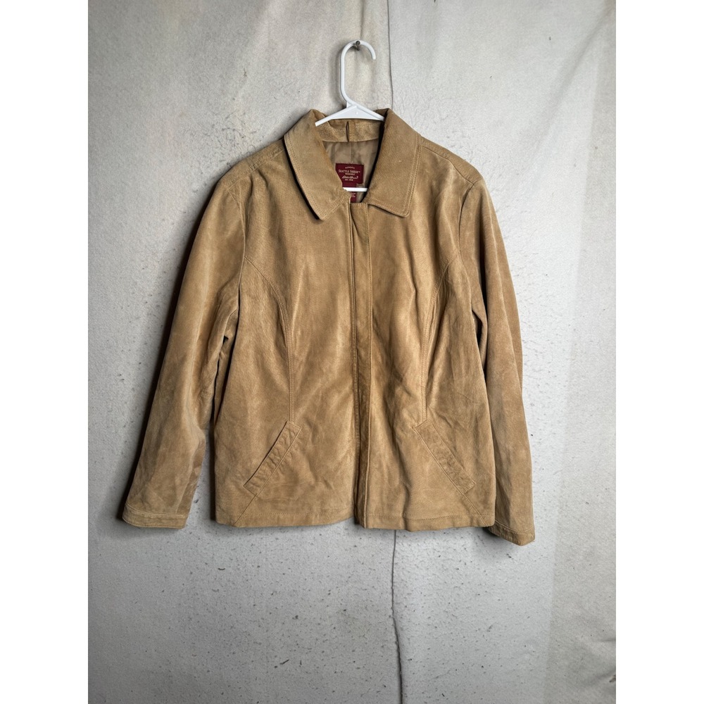 Eddie Bauer Seattle Suede Washable Leather Jacket Tan Camel XL
